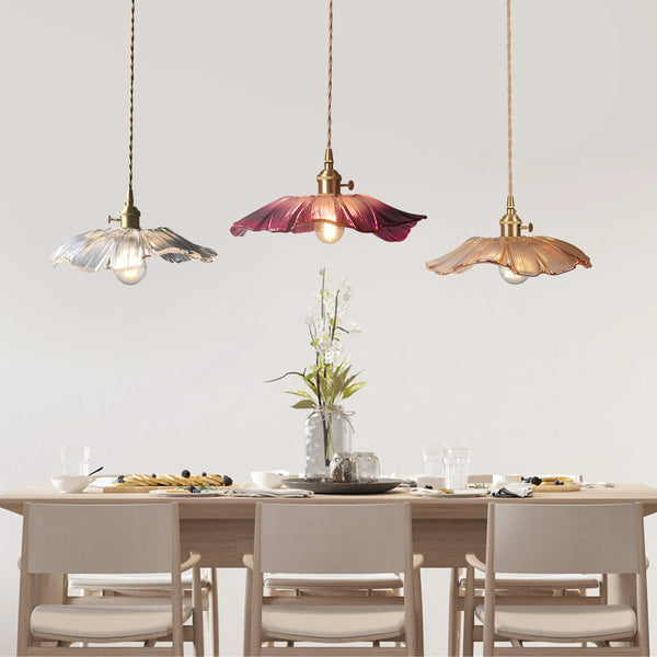 Dennehy Lotus Retro Glass Pendant Light