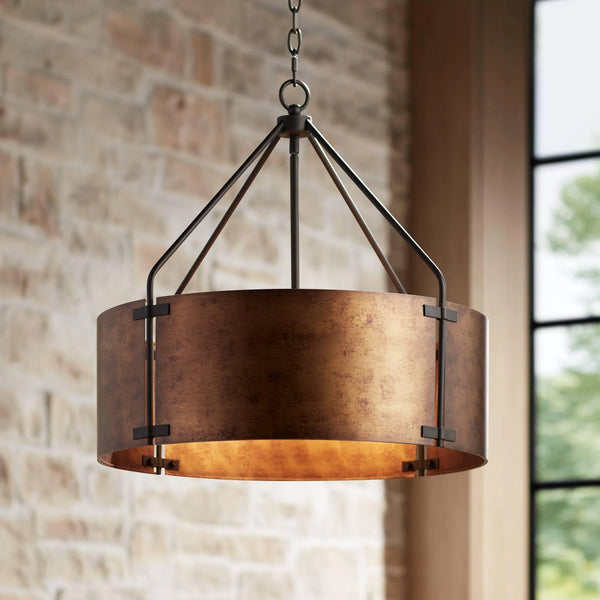 Ethan Retro Industrial Bronze Drum Pendant Light